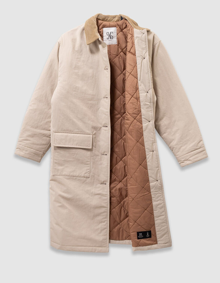 beigefarbener trenchcoat für mädchen mit samtkragen