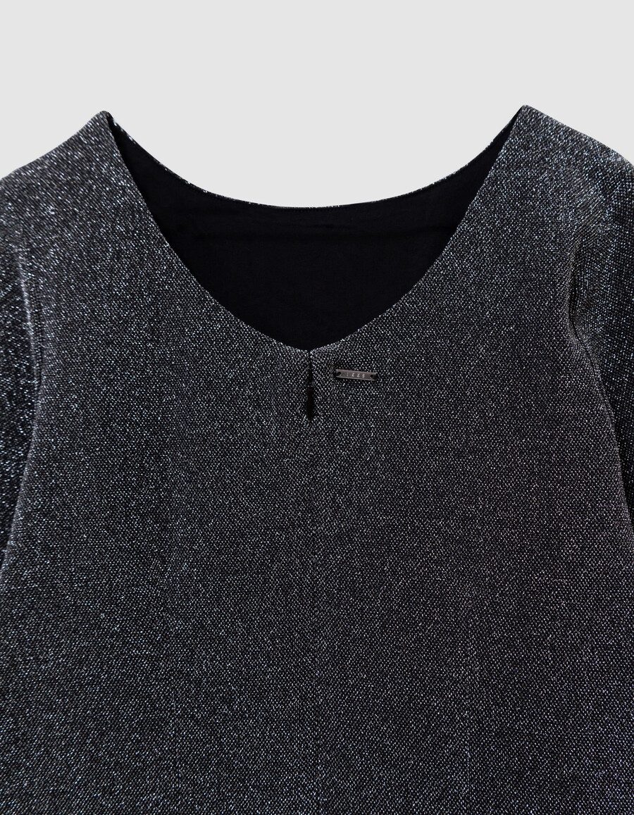 schwarzes glitzerndes strickkleid für mädchen eng anliegend