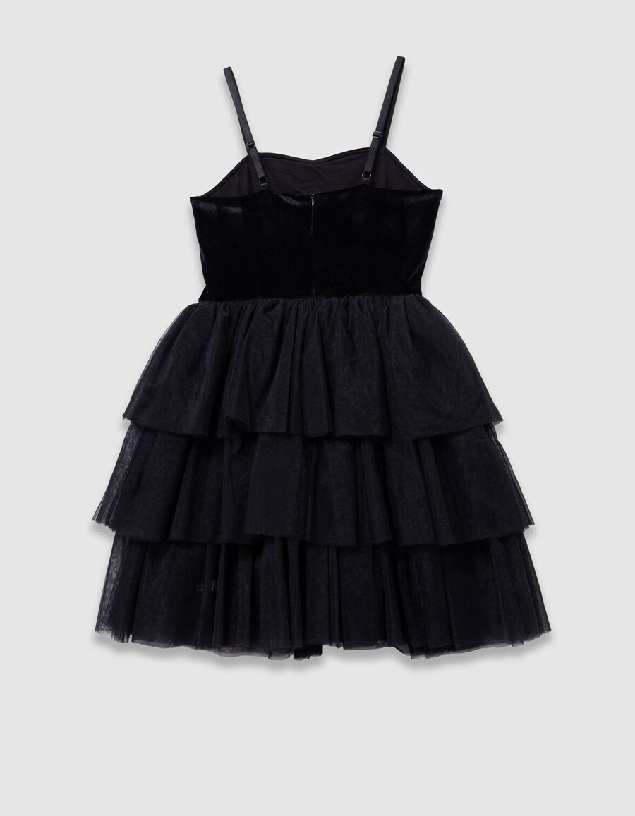 schwarzes samt- und tüll-bustierkleid für mädchen