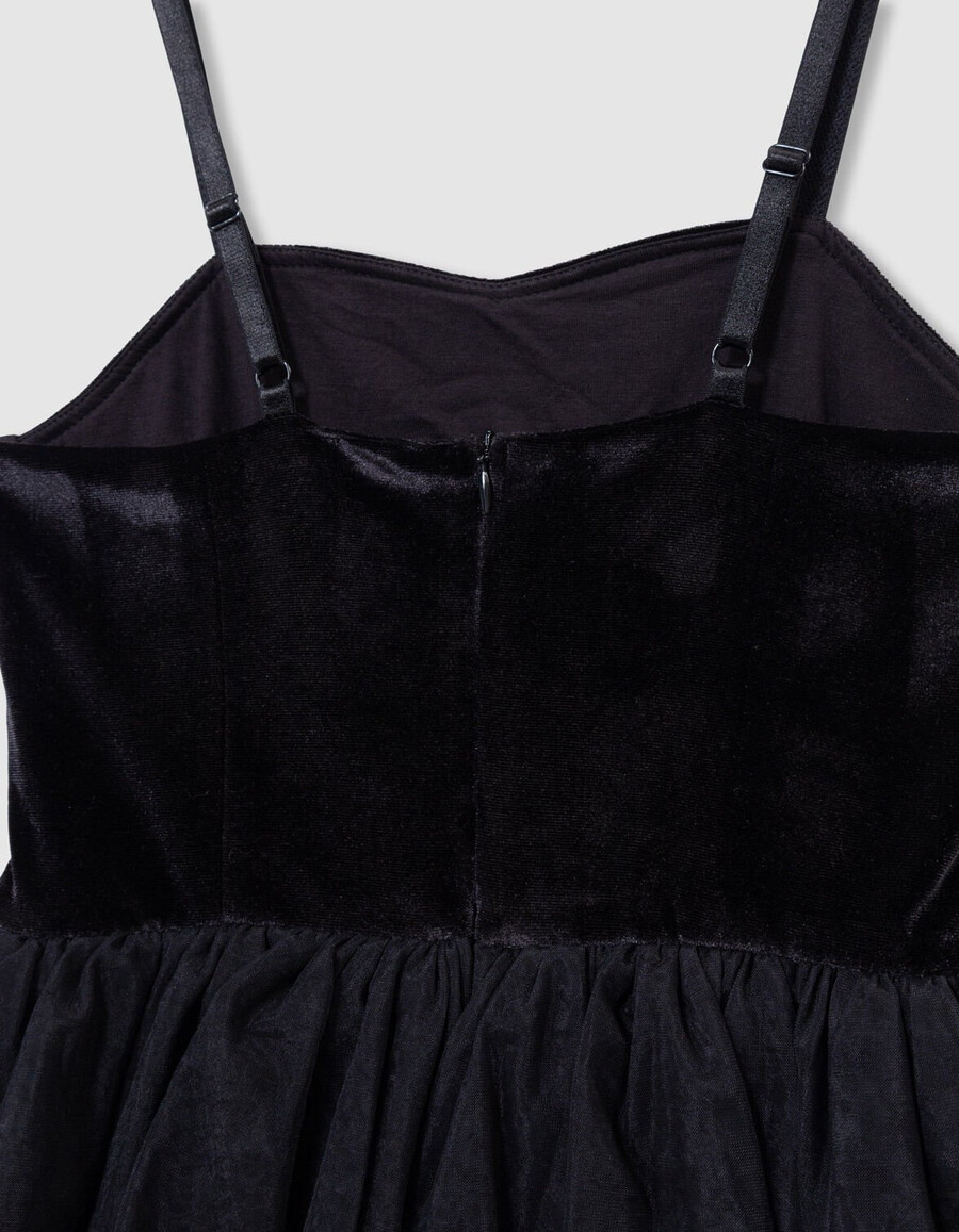 schwarzes samt- und tüll-bustierkleid für mädchen