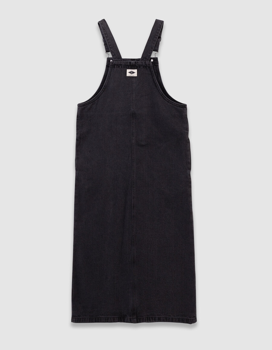graues jeans-latzkleid mit schlitz für mädchen