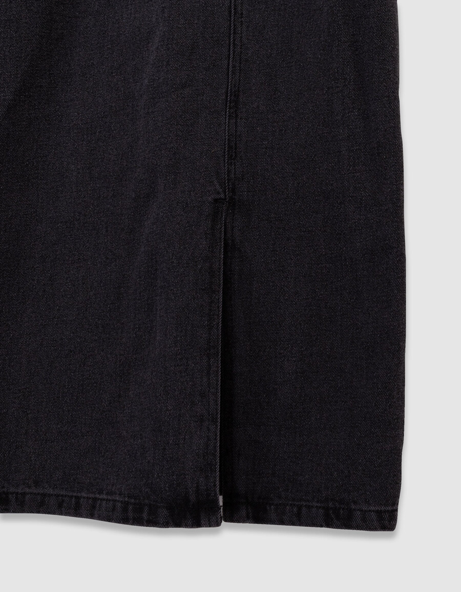 graues jeans-latzkleid mit schlitz für mädchen