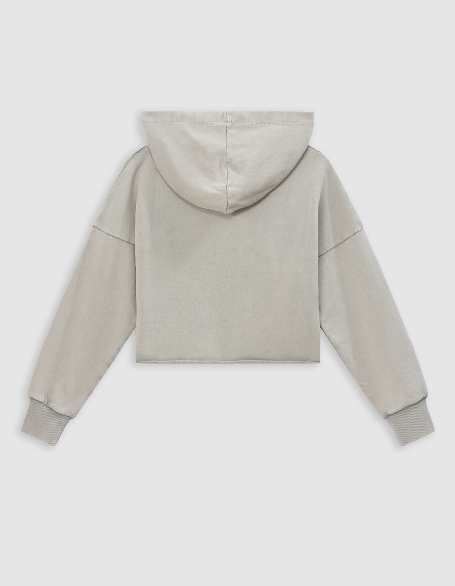 grüner kurzer hoodie mit glitzerbotschaft für mädchen