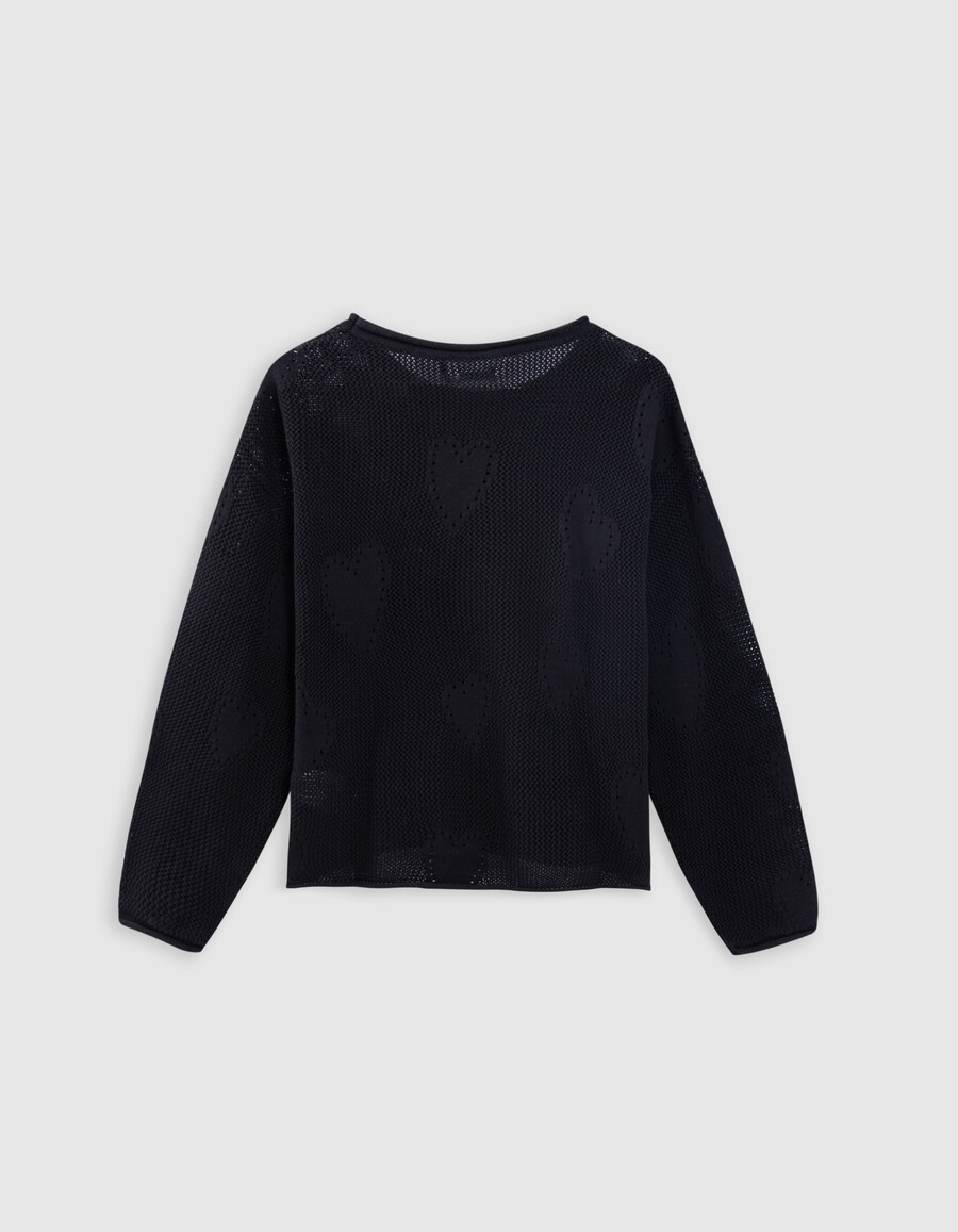 schwarzer pullover mit herzchenmuster für mädchen