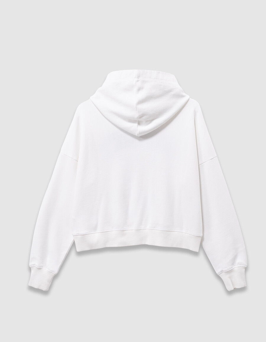 weißer mädchen-hoodie mit gesticktem slogan