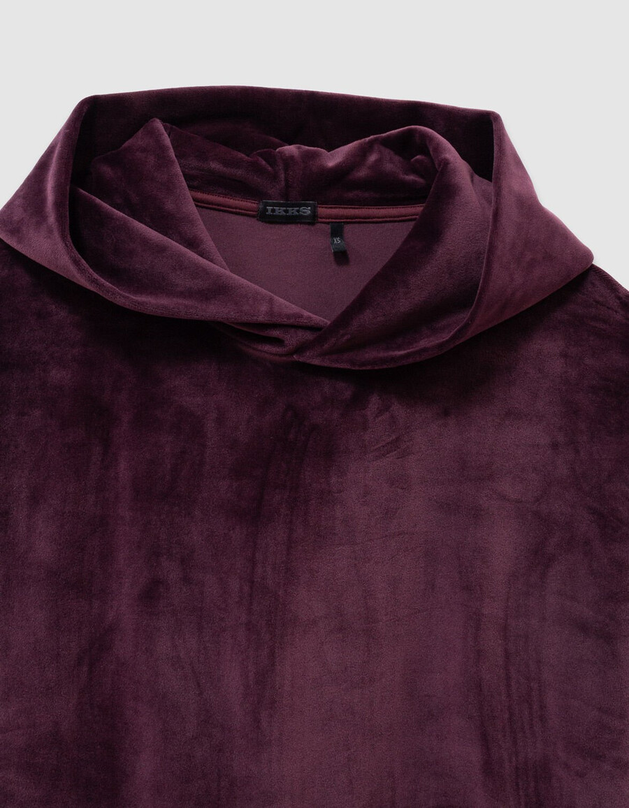 mädchen-kapuzenpullover aus burgunderfarbenem samt