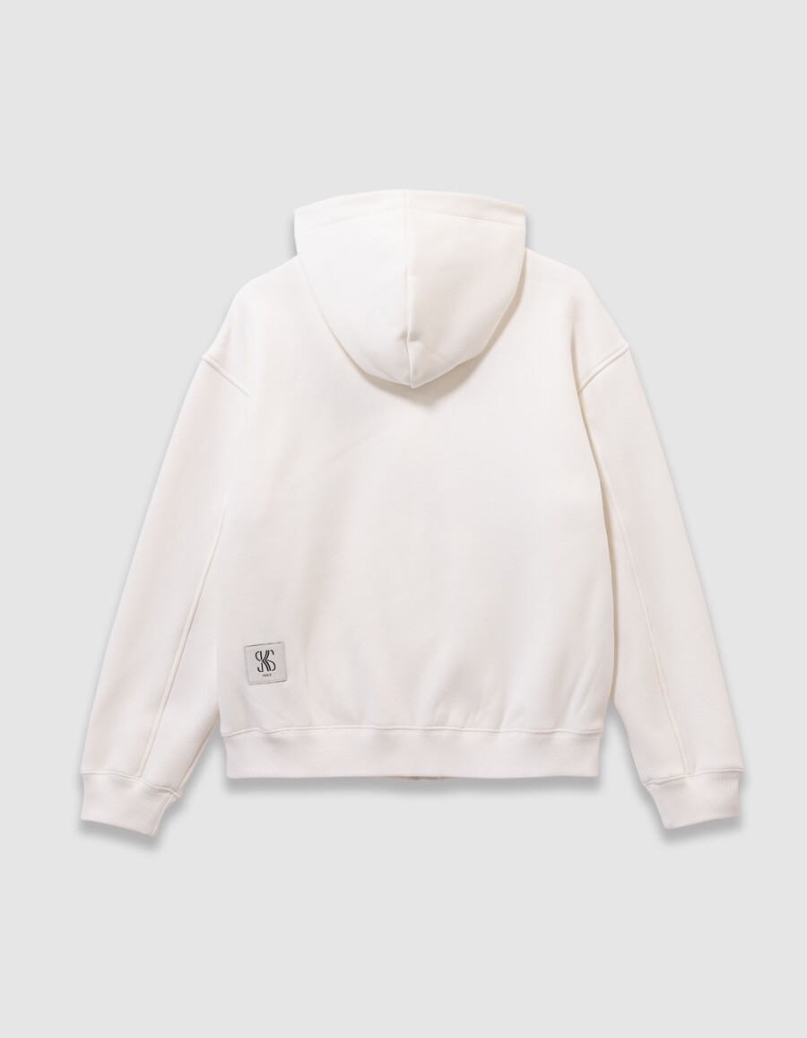 mädchen 2-in-1 kapuzenstrickjacke und weste in ecru
