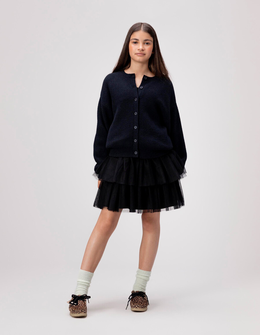 schwarzer weicher strickcardigan mit knöpfen für mädchen