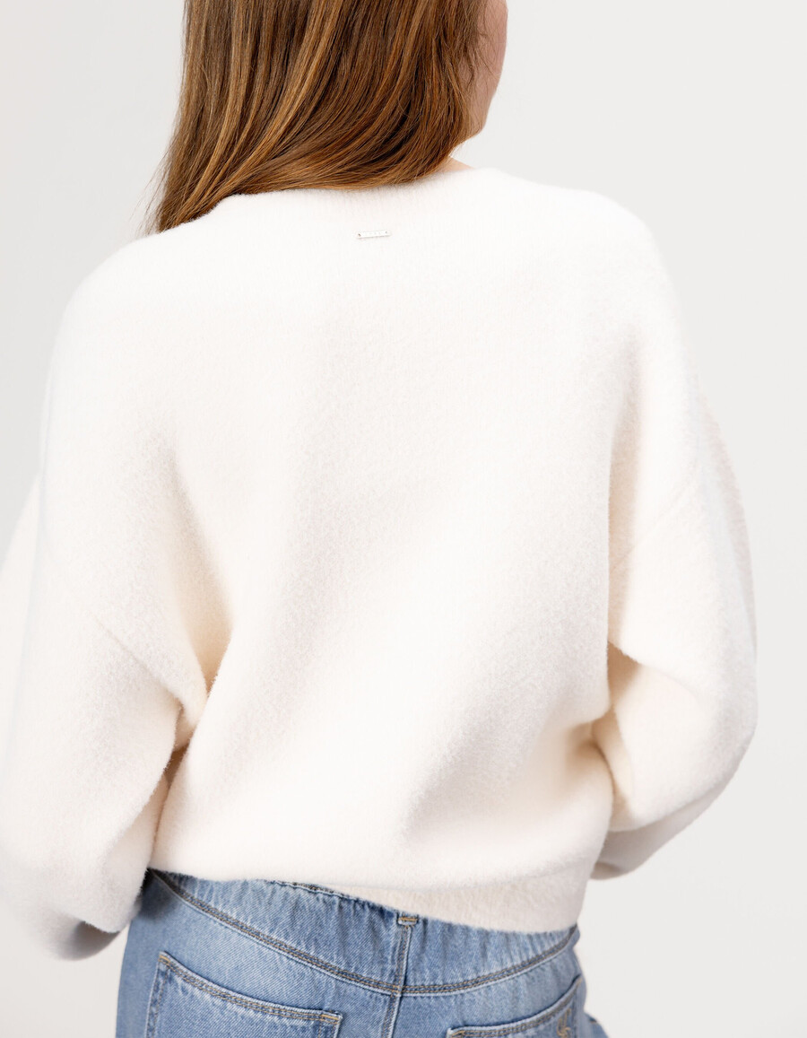 beigefarbene weiche strickjacke mit knöpfen für mädchen
