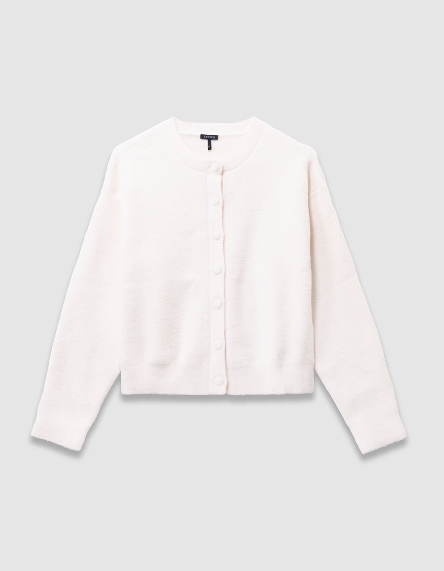 beigefarbene weiche strickjacke mit knöpfen für mädchen