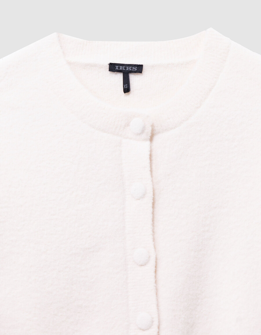 beigefarbene weiche strickjacke mit knöpfen für mädchen