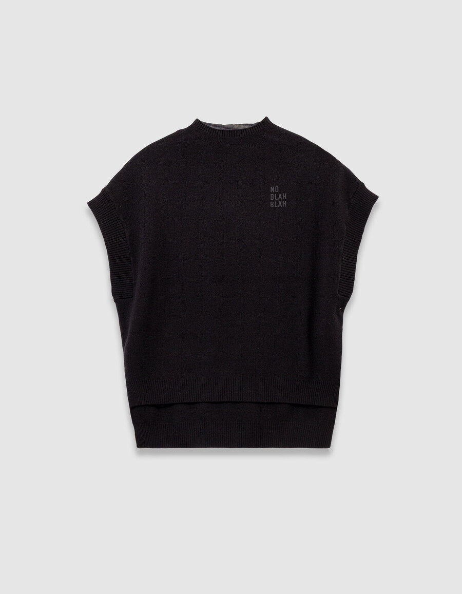 schwarzer ärmelloser strickpullover für mädchen