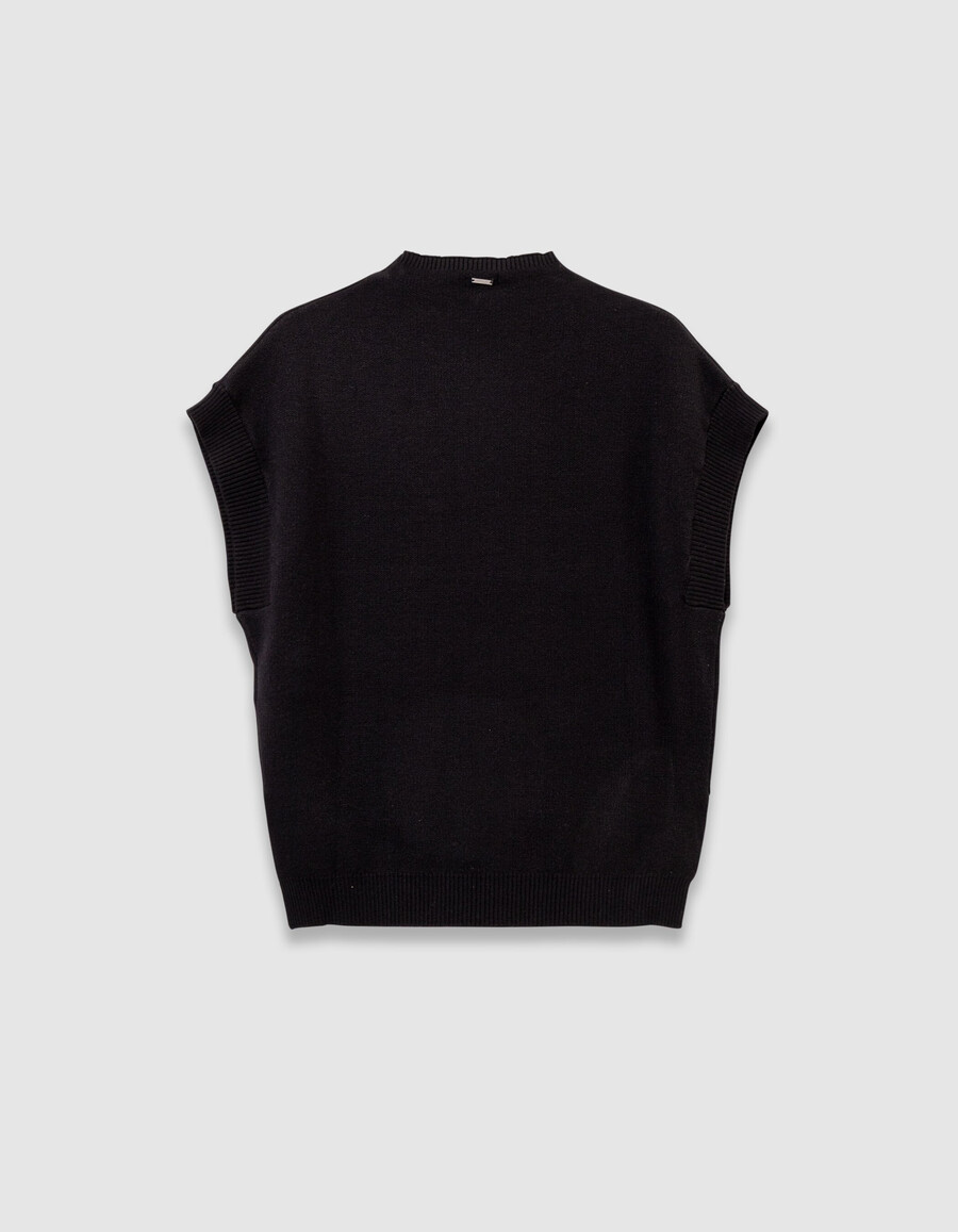 schwarzer ärmelloser strickpullover für mädchen