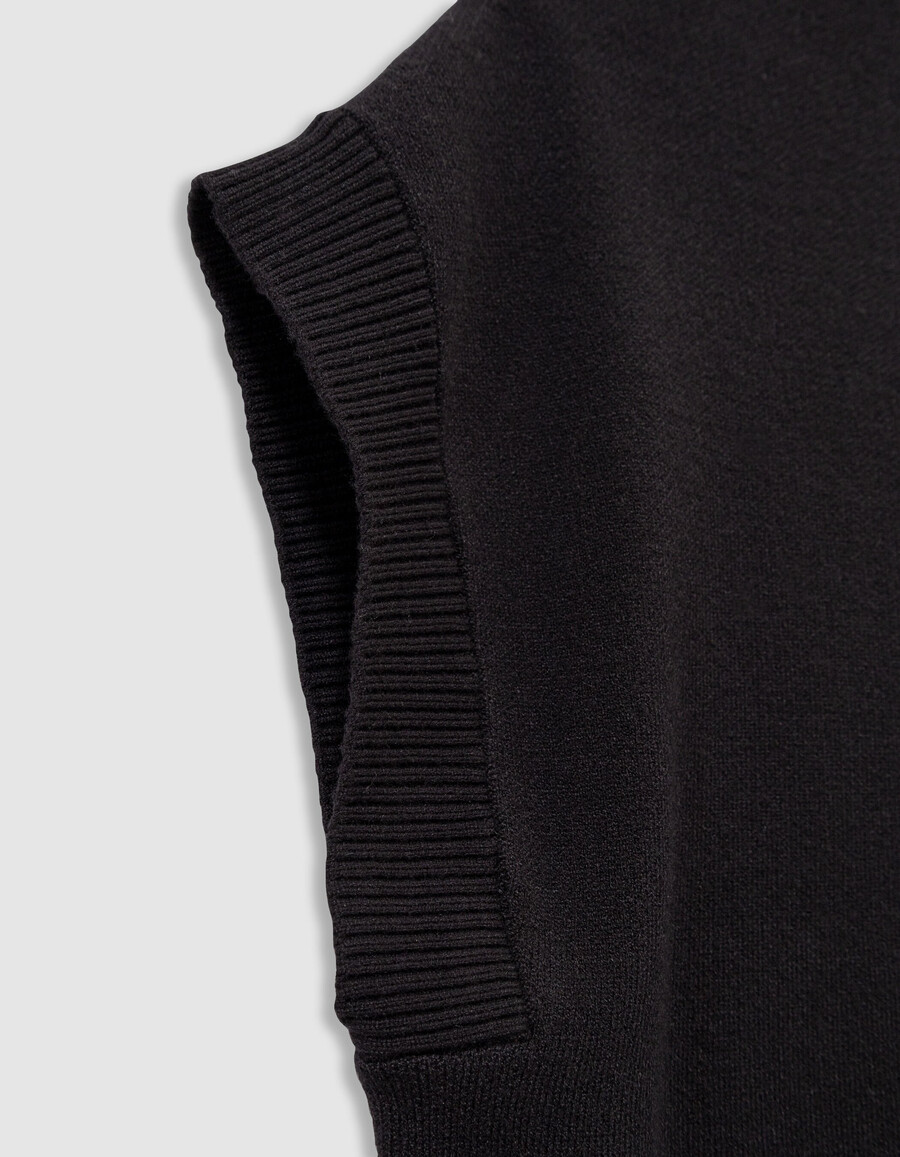 schwarzer ärmelloser strickpullover für mädchen