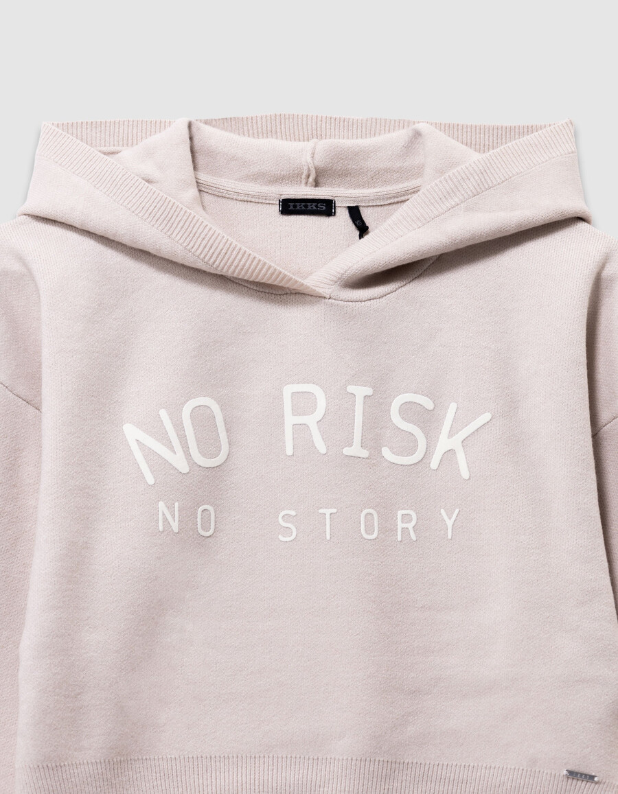 beige strickhoodie für mädchen mit slogans