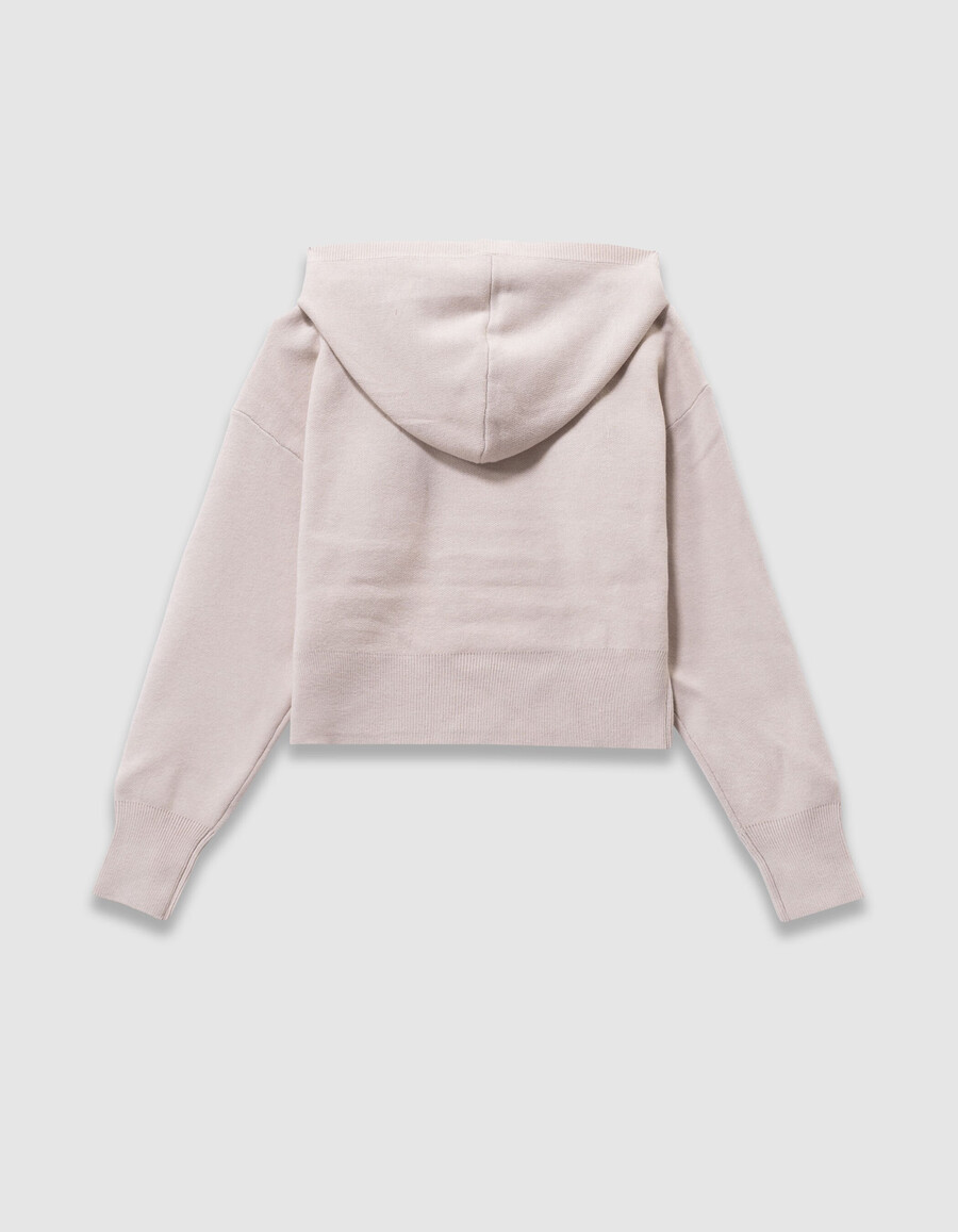 beige strickhoodie für mädchen mit slogans