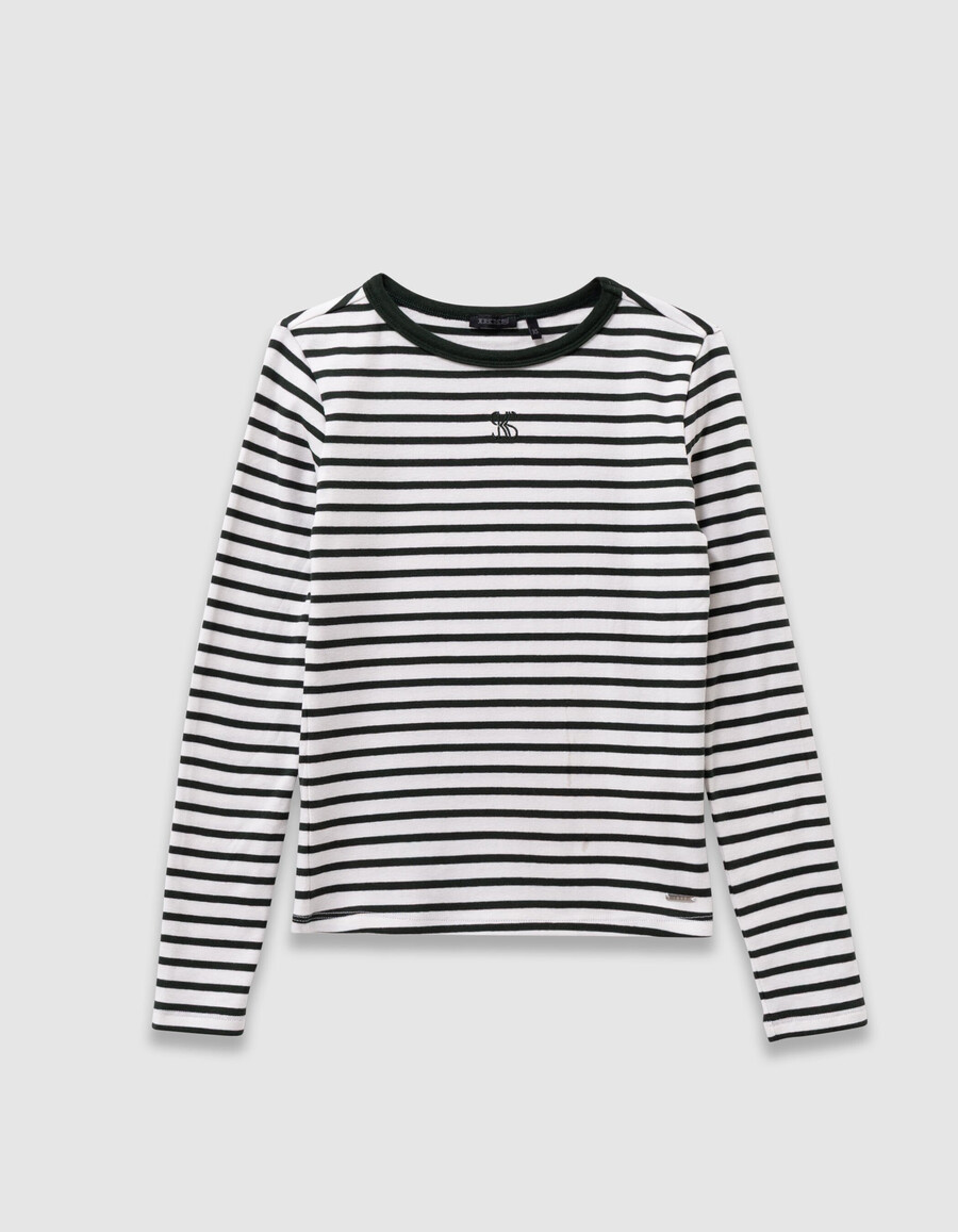 mädchen-langarmshirt mit grünen und weißen streifen