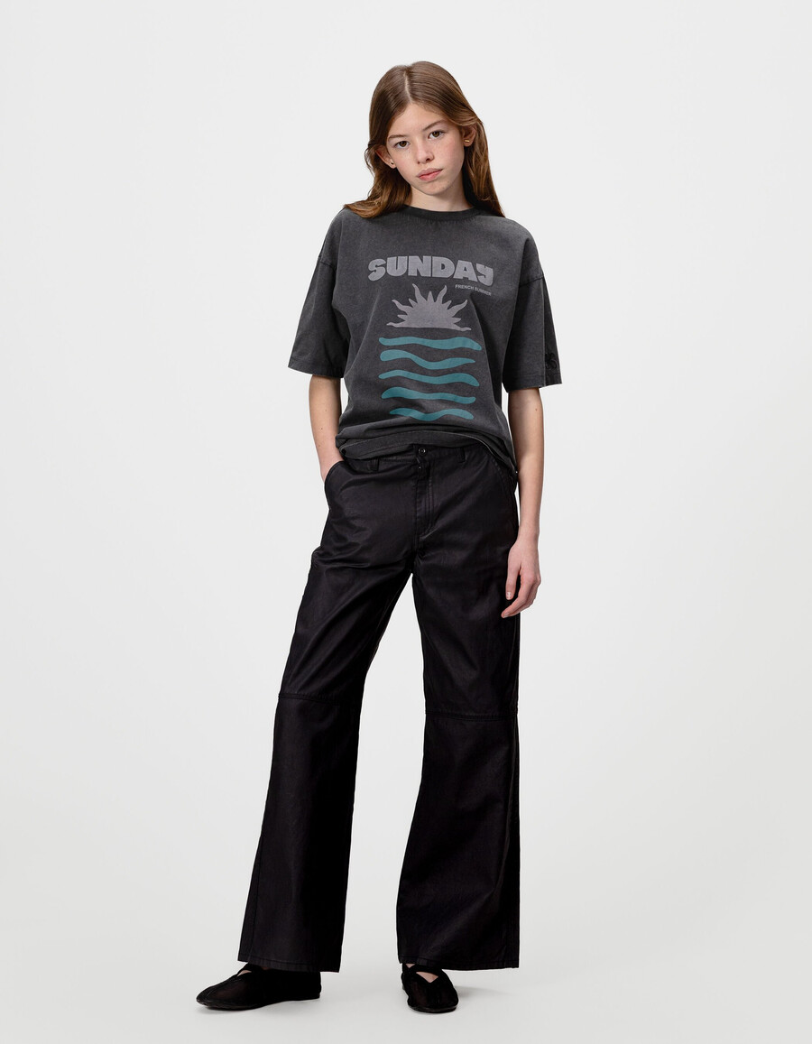 schwarze beschichtete straight-jeans für mädchen