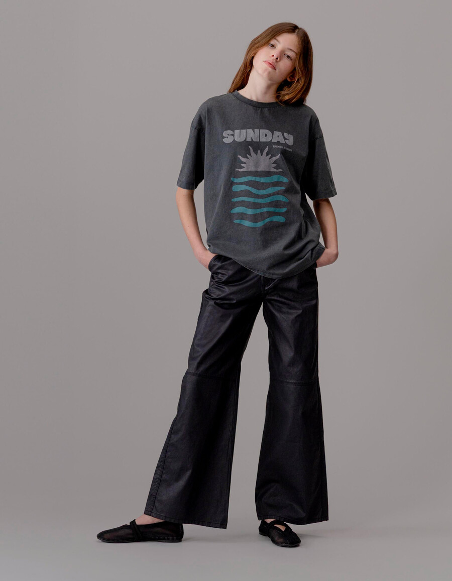 schwarze beschichtete straight-jeans für mädchen