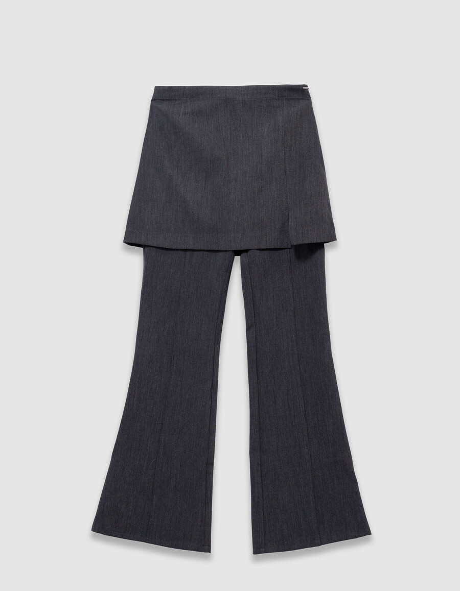 2-in-1-hose für mädchen grau mit ausgestelltem rock und abnehmbarem rock
