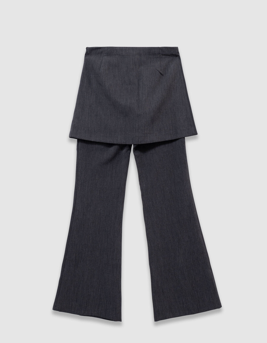 2-in-1-hose für mädchen grau mit ausgestelltem rock und abnehmbarem rock
