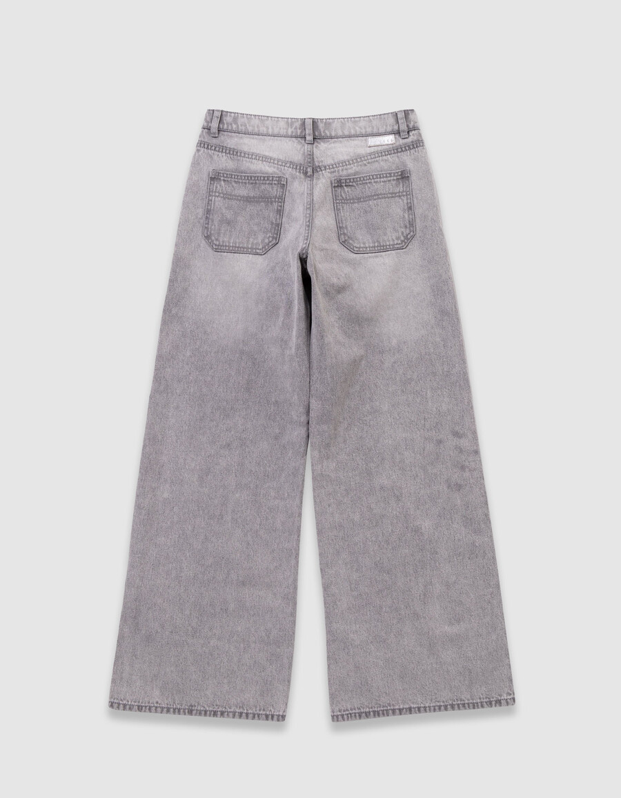 mädchen-jeans in verwaschenem grau mit weitem bein
