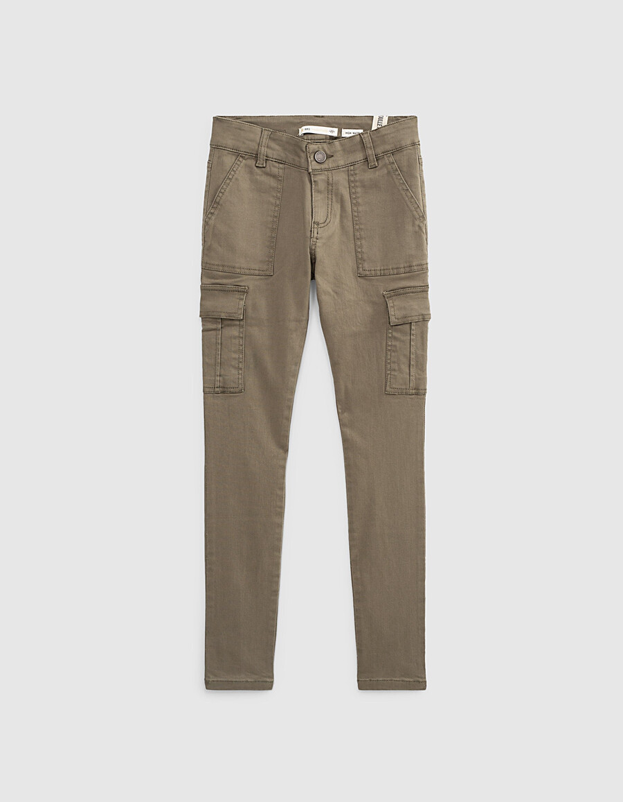 khakifarbene hochgeschnittene kampfhose für mädchen