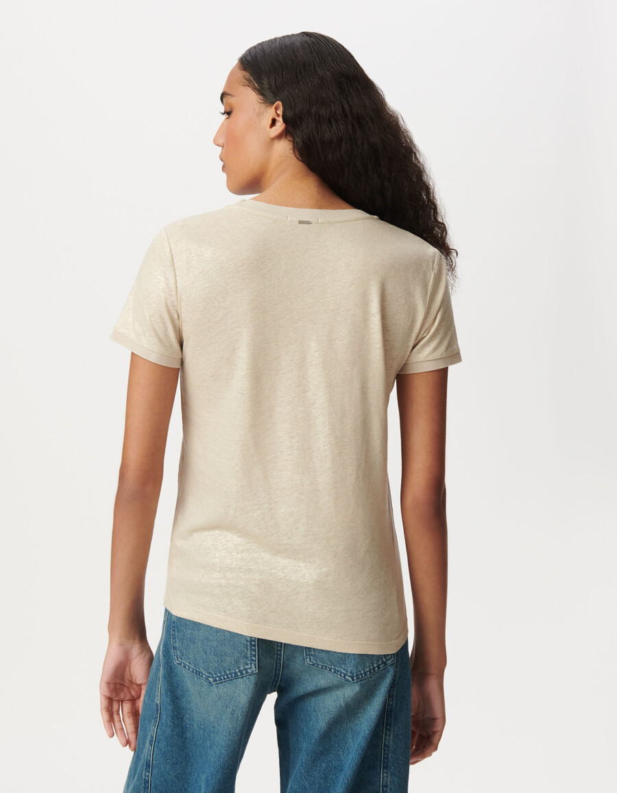 schimmerndes beiges kurzarm-t-shirt