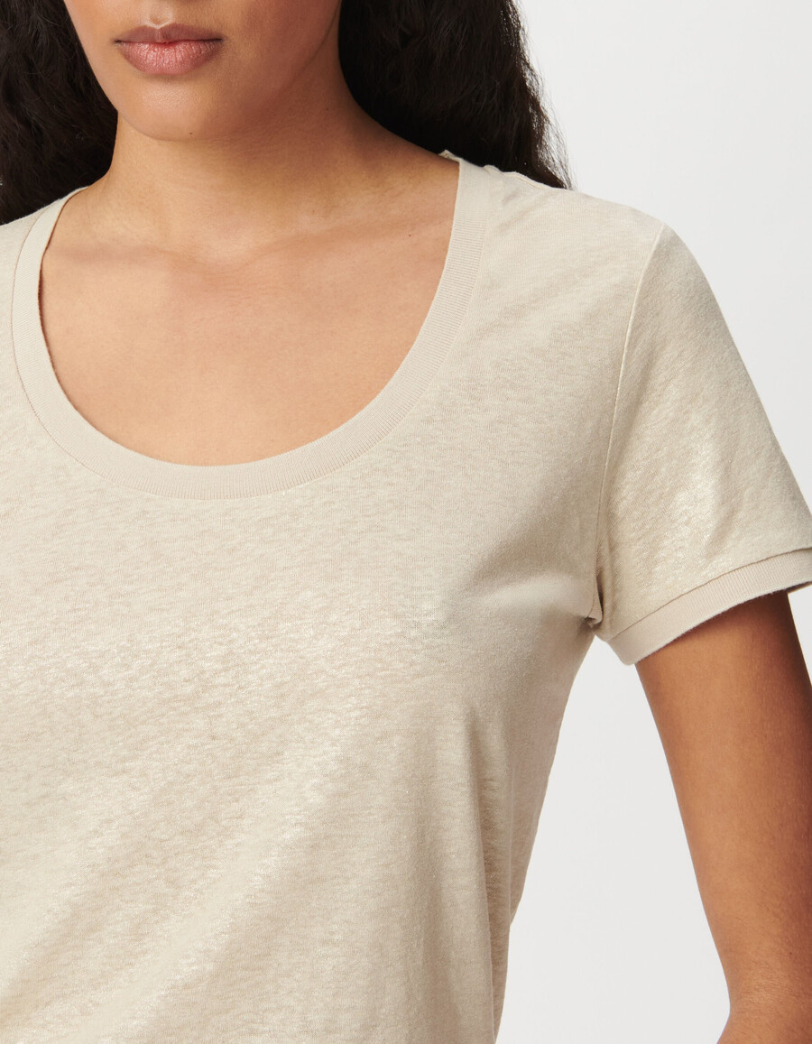 schimmerndes beiges kurzarm-t-shirt