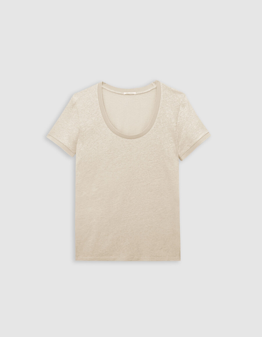 schimmerndes beiges kurzarm-t-shirt