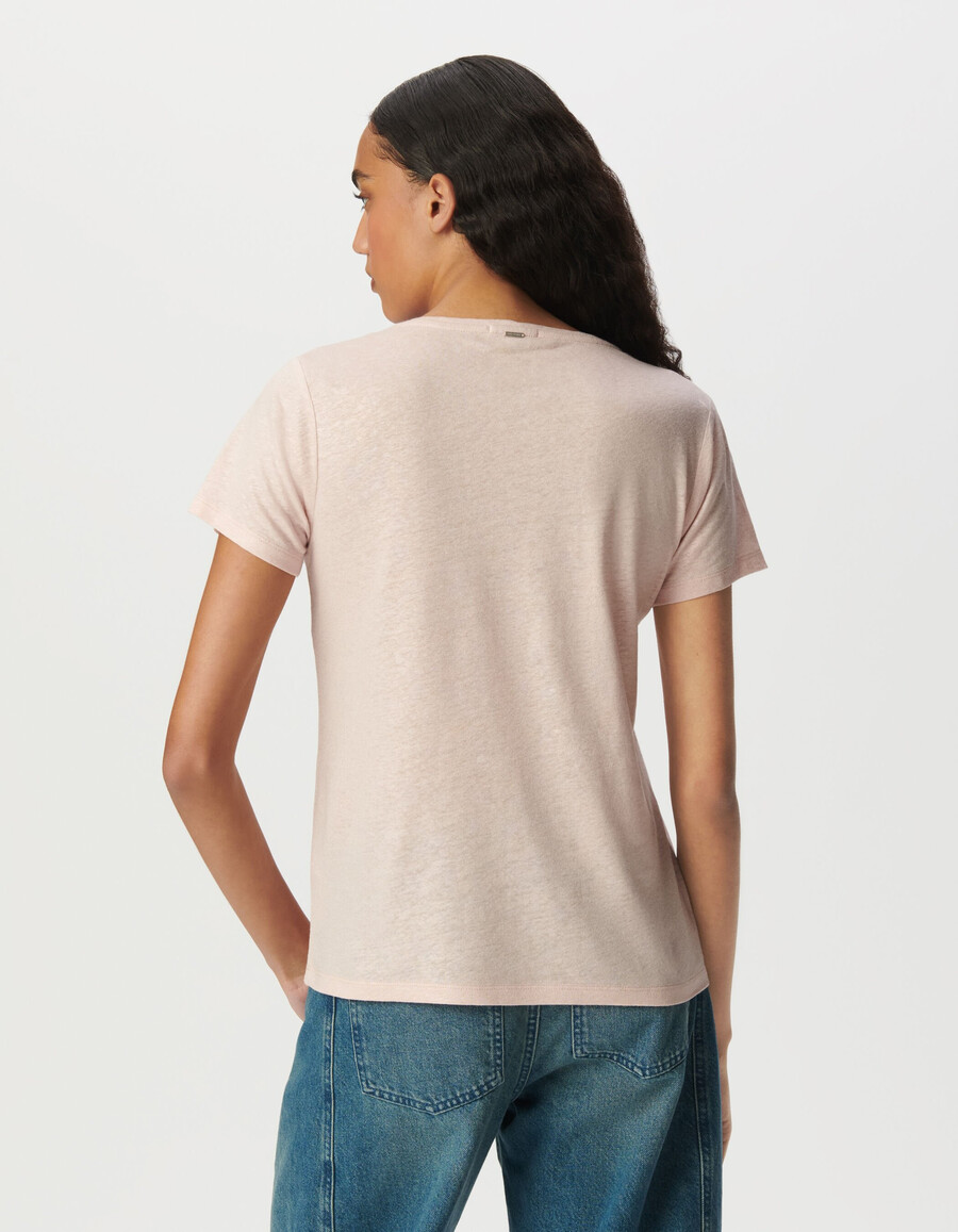 damen-t-shirt mit schimmerndem rosa lockerer passform und kurzen ärmeln