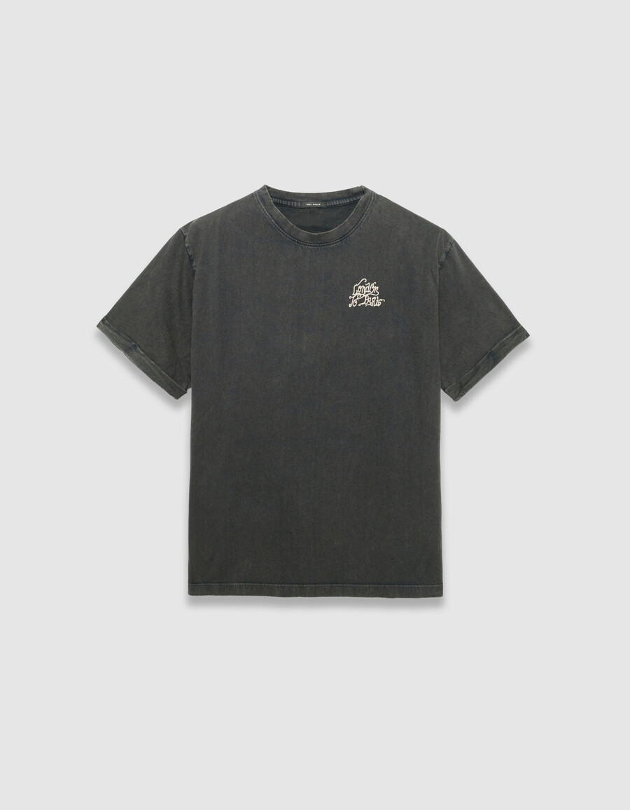 graues damen-oversize-t-shirt mit xl-motiv auf dem rücken
