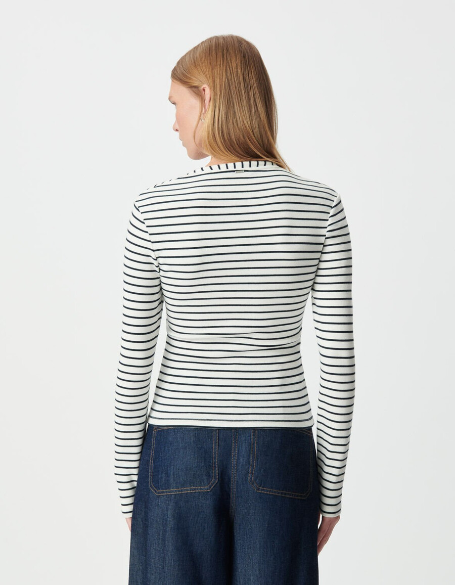 damen-langarmshirt im matrosenstil mit asymmetrischem ausschnitt