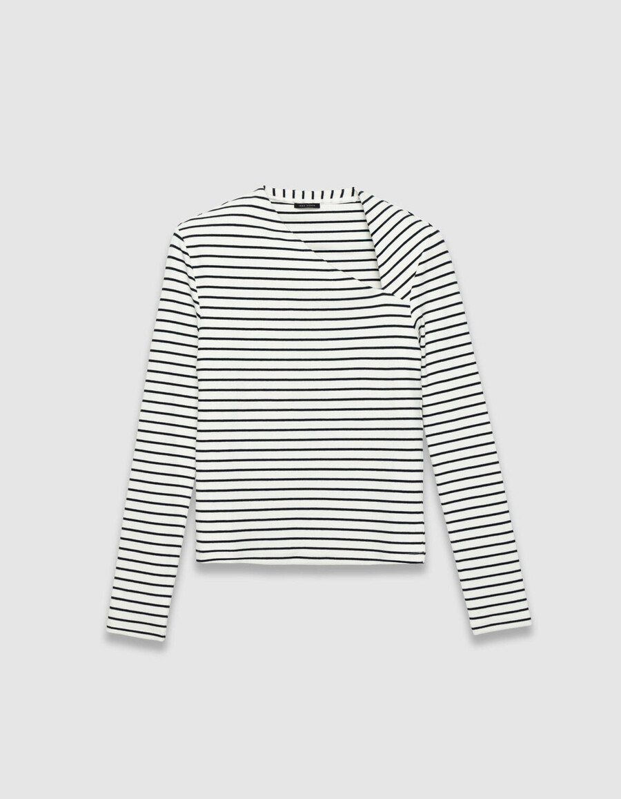 damen-langarmshirt im matrosenstil mit asymmetrischem ausschnitt