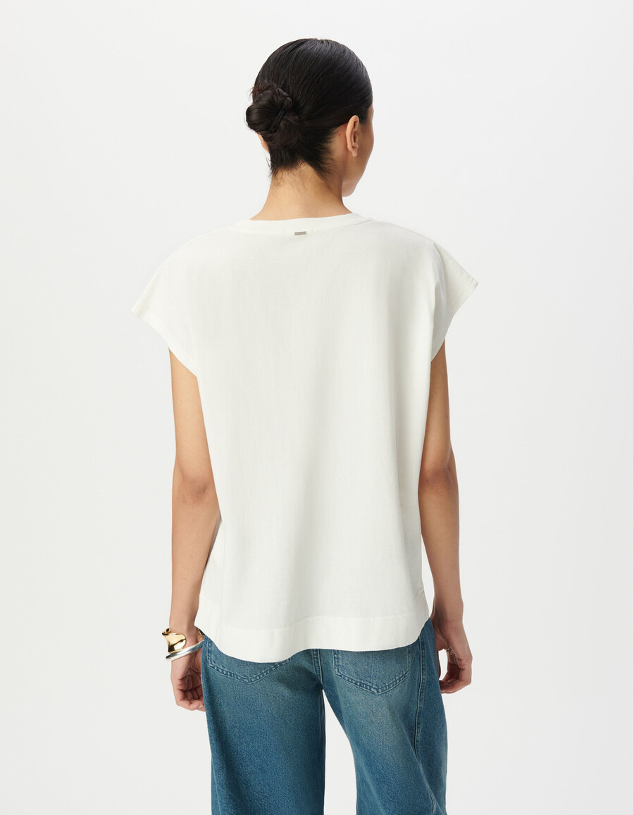 weißes damen-t-shirt mit kurzen ärmeln und limonadenmotiv