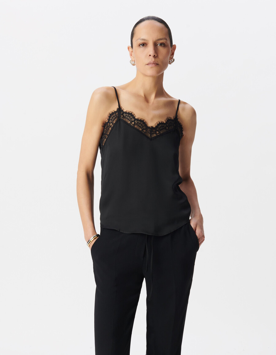 feines schwarzes spitzentop von esprit lingerie für damen