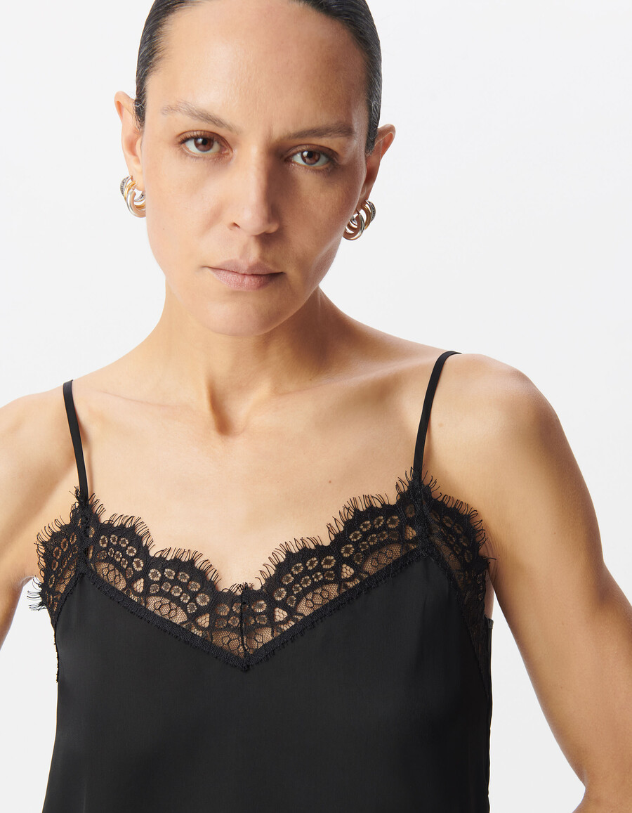 feines schwarzes spitzentop von esprit lingerie für damen