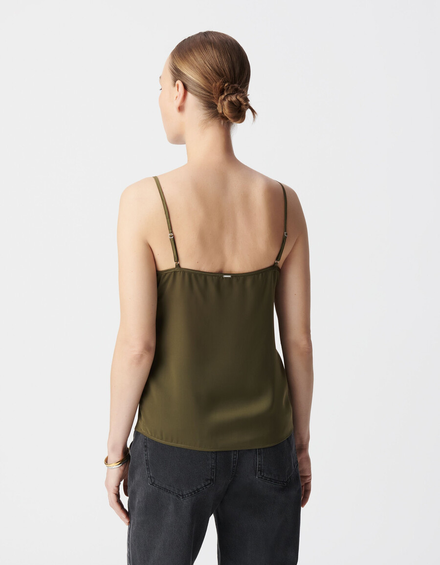 khakifarbenes spitzentop mit dünnen trägern von esprit lingerie für damen