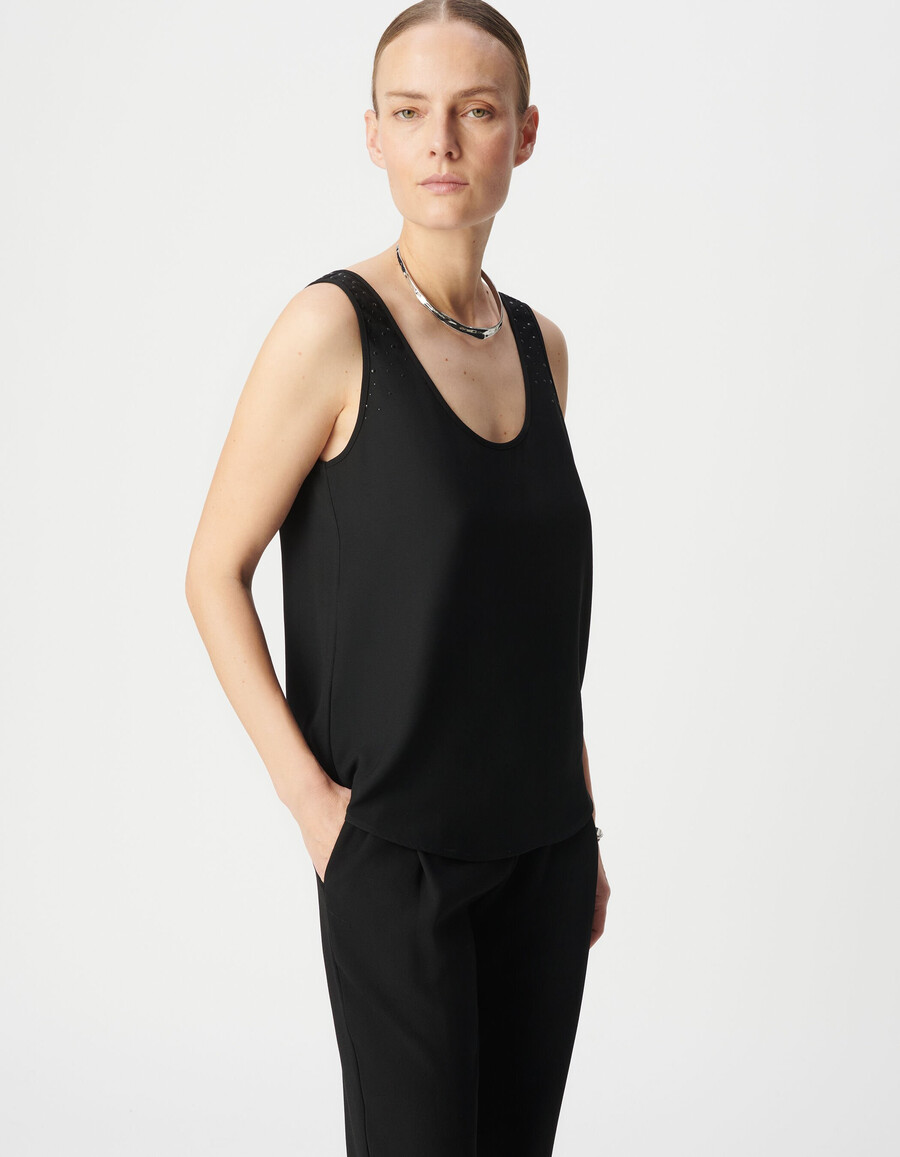 wendbares schwarzes tanktop für damen mit nieten