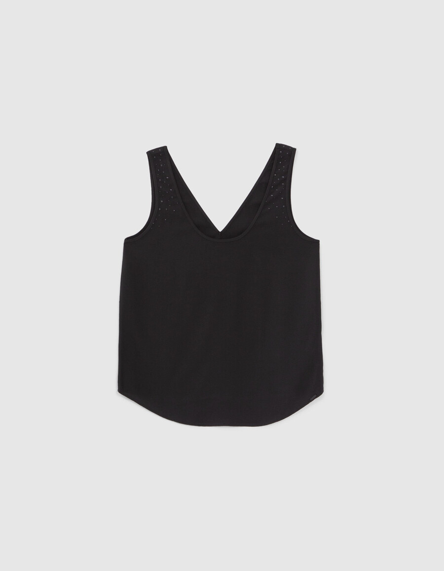 wendbares schwarzes tanktop für damen mit nieten