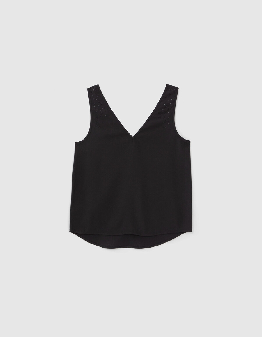wendbares schwarzes tanktop für damen mit nieten