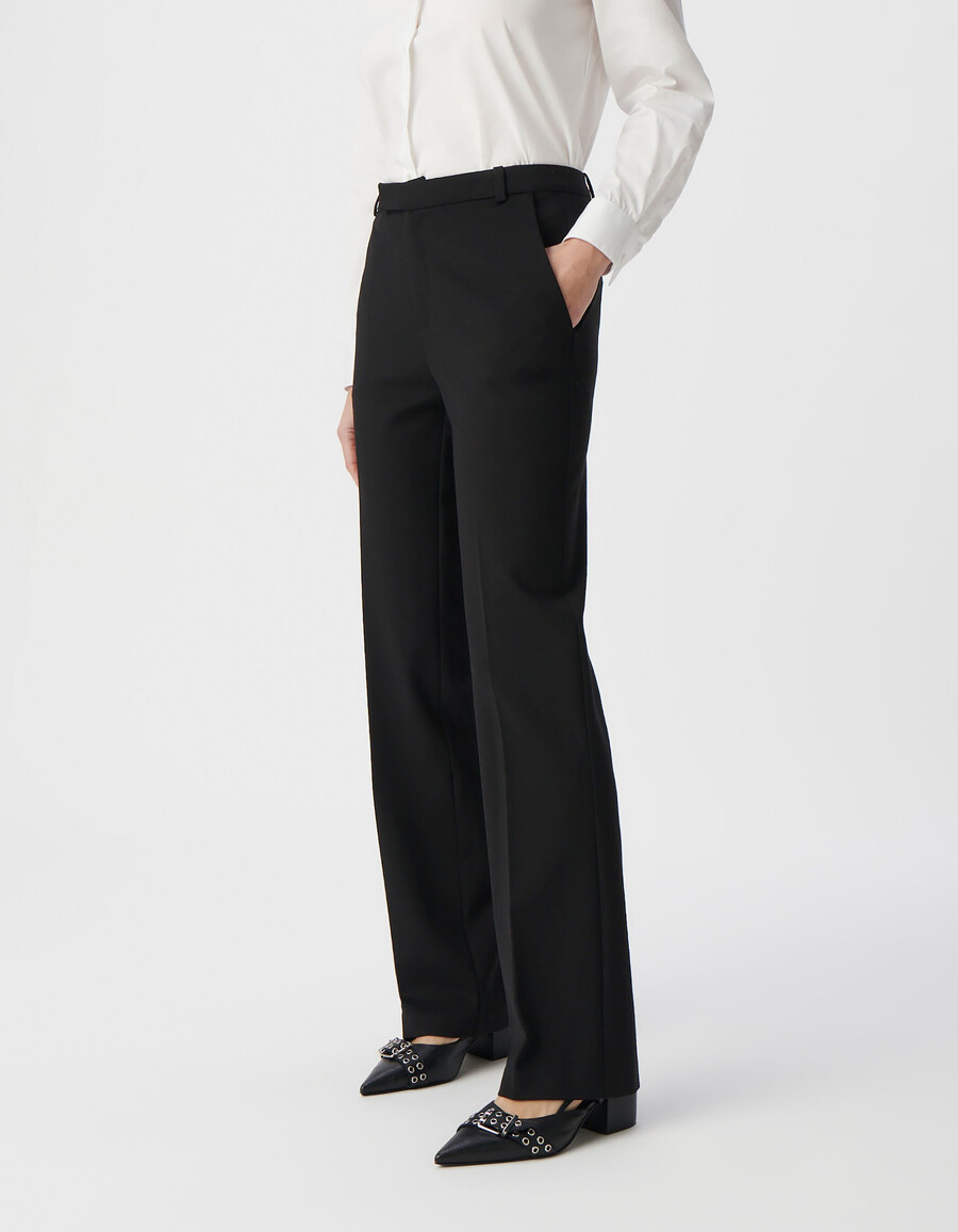 schwarze milano-strickhose für damen mit ausgestelltem bein