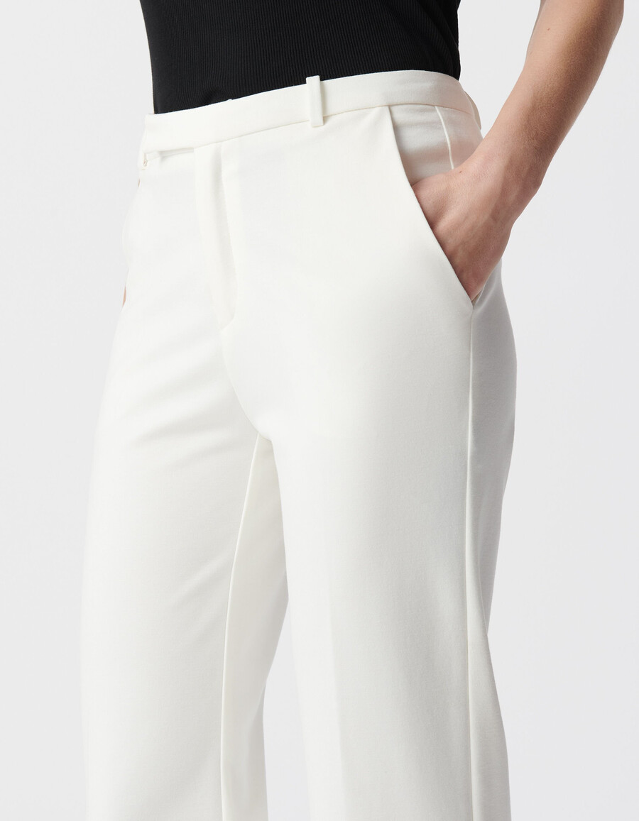 weiße damen-strickhose „milano mit ausgestelltem bein