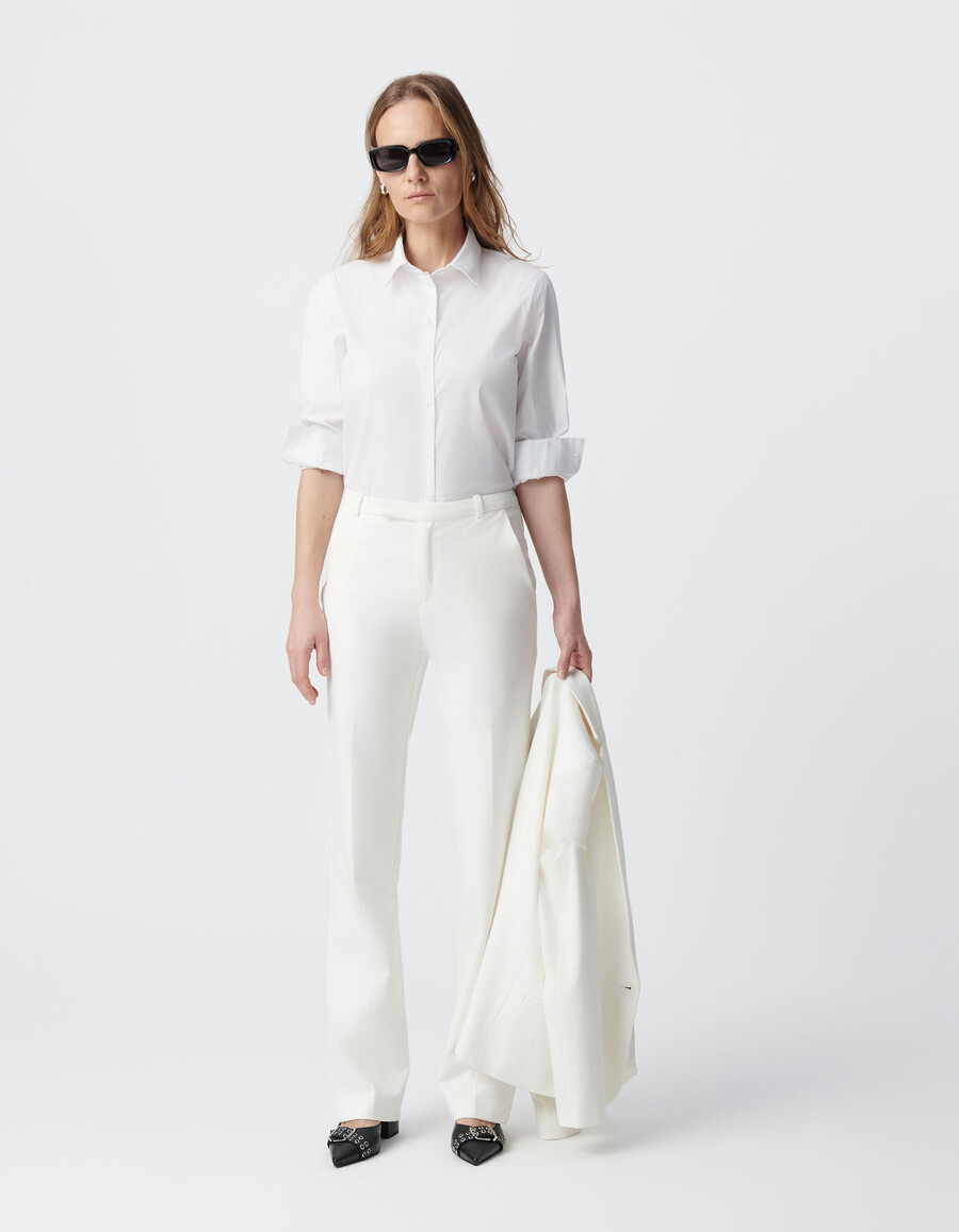 weiße damen-strickhose „milano mit ausgestelltem bein