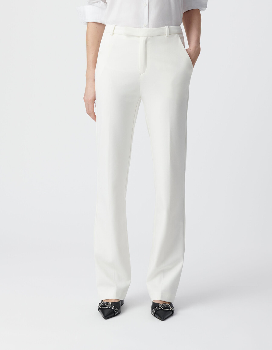 weiße damen-strickhose „milano mit ausgestelltem bein