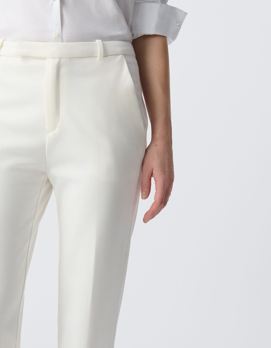 weiße damen-strickhose „milano mit ausgestelltem bein