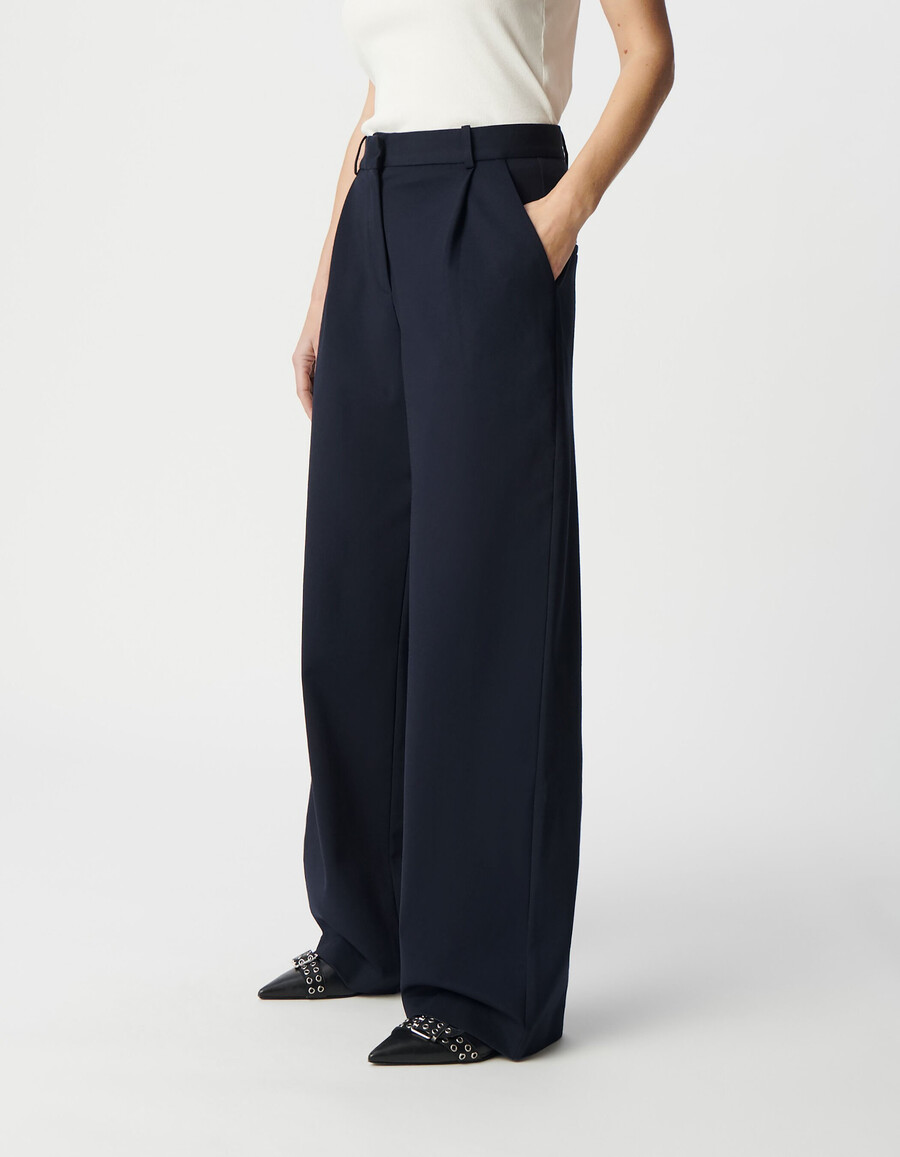 damen-anzughose milano in marineblau mit weitem bein