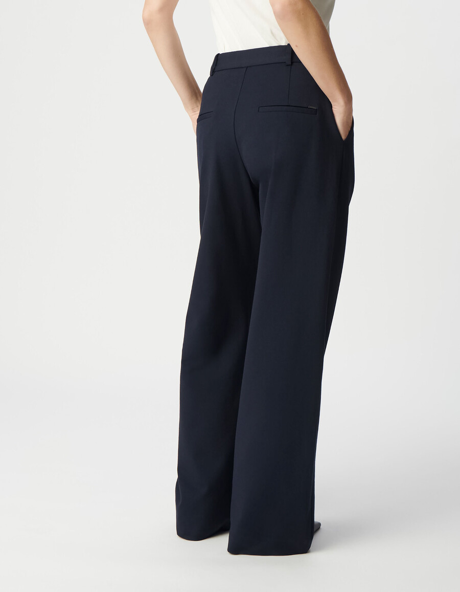 damen-anzughose milano in marineblau mit weitem bein
