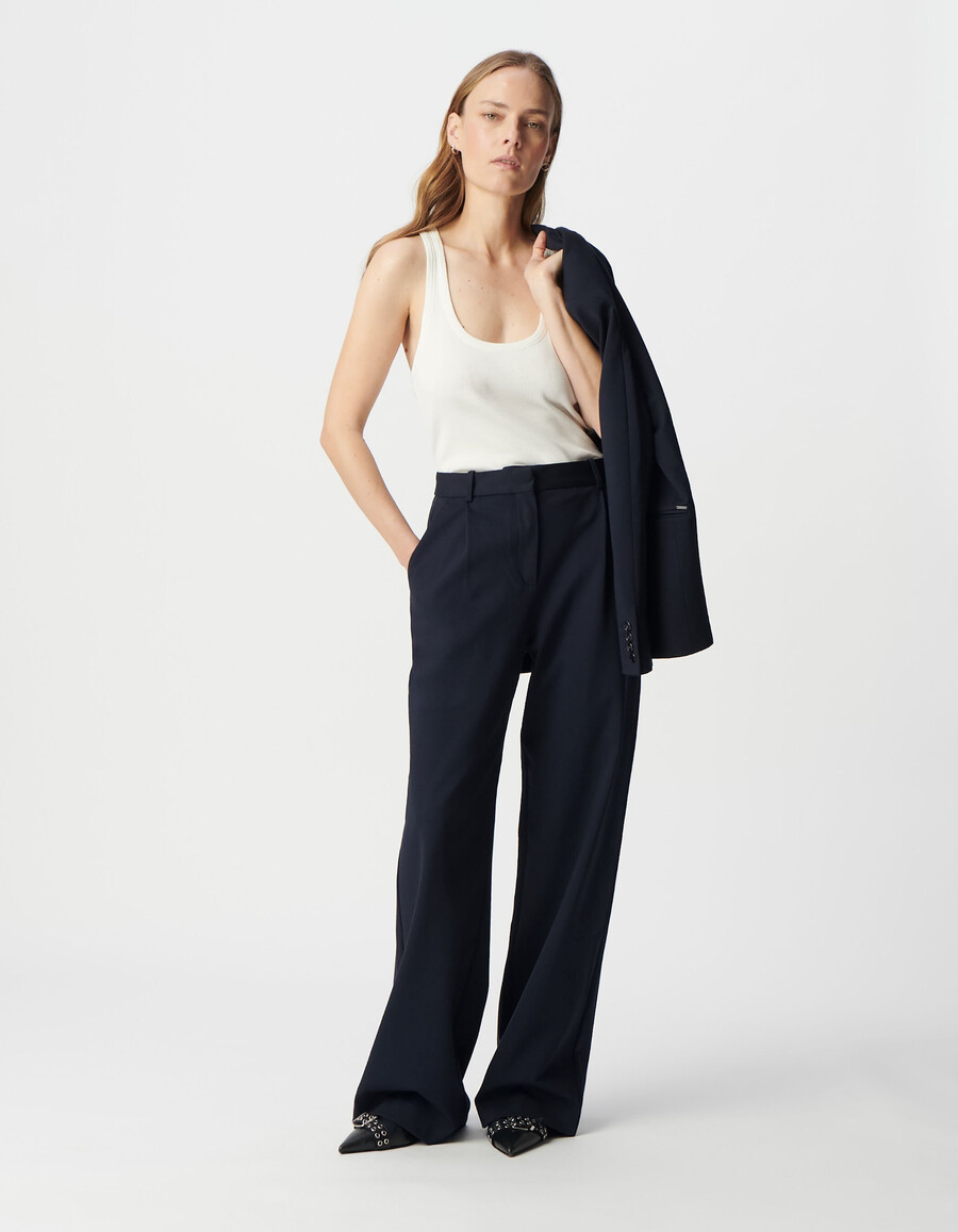 damen-anzughose milano in marineblau mit weitem bein