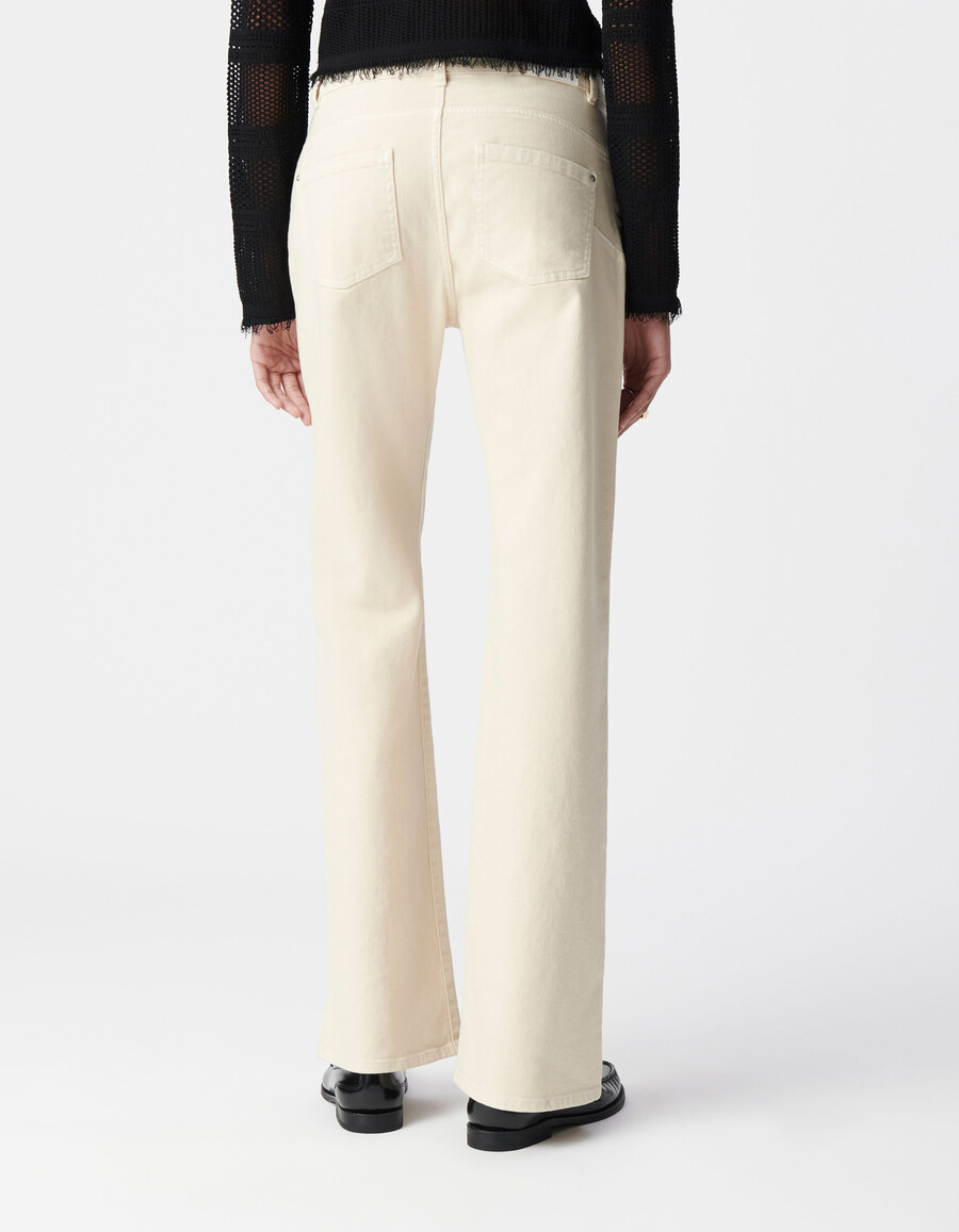 beige schlagjeans für damen wasserlos sichtbare knöpfe